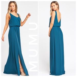 SHOW ME YOUR MUMU Kendall deep jade chiffon maxi